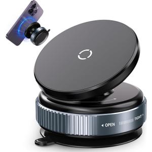 360 Vacuum Magnetic Suction Cup Phone Mount, Adjustable Hands-Free Suction Cup Phone Holder for Car/Gym/Mirror/Smooth Surface, Compatible with iPhone Android and All Smartphones (Black)