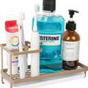 Toothbrush Holders for Bathrooms, Carbon Steel Tooth Brushing Holder Electric Toothbrush and Toothpaste Organizer Bathroom Accessories for Countertop, Shower, Sink  Gold