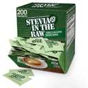 Stevia In The Raw, Plant Based Zero Calorie, No Erythritol, Sugar Substitute, Sugar-Free Sweetener for Coffee, Hot & Cold Drinks, Suitable For Diabetics, Vegan, Gluten-Free, 200 Count Packets (1 Pack), Best By 07/22/26