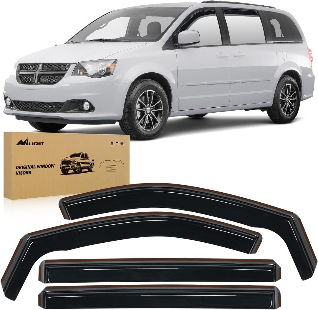 Nilight in Channel Rain Guards for Grand Caravan 2008-2023, Chrysler Town Country 2008 2009 2010 2011 2012 2013 2014 2015 2016, Volkswagen Routan 2009-2012 Window Deflectors, Vent Window Visors-4PCS (Grand Caravan 2008-2023)