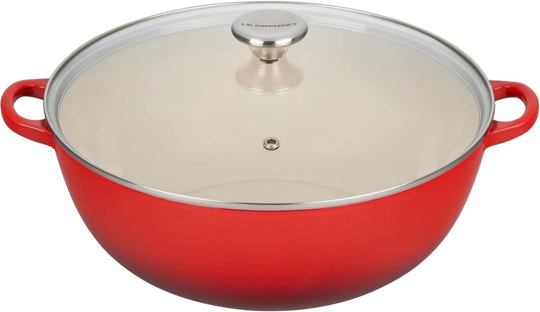 Le Creuset Enameled Cast Iron Chef's Oven with Glass Lid, 7.5 qt., Cerise