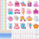 JellyArch 20 Set Princess DIY Painting Kit Ceramic to Paint Your Own Princess Rainbow Castle Statues Unpainted Plaster Figurines Brushes Acrylic Paints Bags Party Favor for Adults
