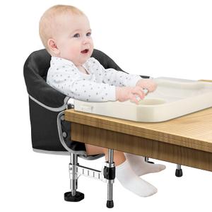 Hook on Chair with Removable Dining Tray, Portable Clip on High Chair Use at Most Tables, Fast Table Chair with Carry Bag, Travel Feeding Seat for Baby & Toddlers (Black) (Black with Tray)