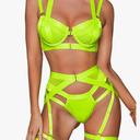 Kaei&Shi Strappy Harness, All Adjustable, Underwire Racerback, 4pc Garter Set Size XL