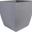 The HC Companies Santa Fe Square Self-Watering Pot - Lightweight Plastic Planter for Herbs & More - Durable Plant Pots for Indoor Plants & Outdoor Plants (16 Pebble Gray, Pack 1)