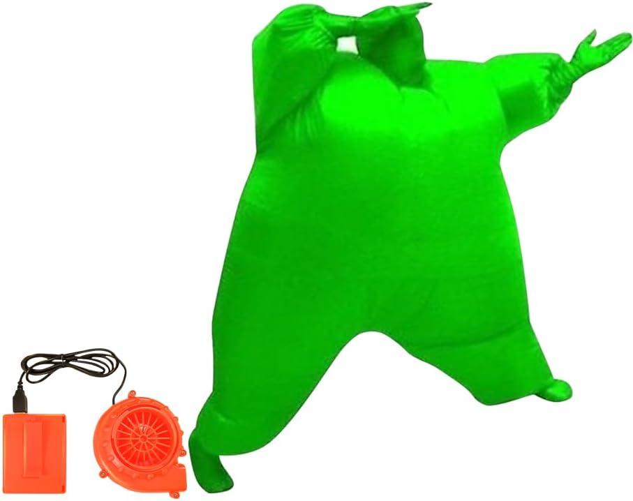 Qshine Adult Inflatable Full Body Jumpsuit Cosplay Costume Halloween Funny Fancy Dress Blow Up Party Toy (Green)