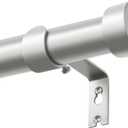 KAMANINA Silver Curtain Rods 32 to 58 Inch (2.6-4.8 Feet), 1 Inch Heavy Duty Window Curtain Rod, Modern Adjustable Drapery Rods with End Cap (32"-58")