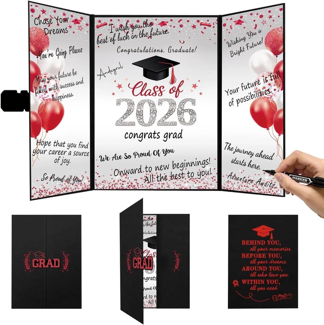 Graduation Guest Book 2026, Red Graduation Decorations, Graduation Guest Board A