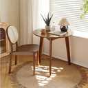 Rustic Round 3 Legs Casual Dining Table, Dark Brown Rubberwood Coffee Table End Table Modern Leisure Table Small Dining Room Kitchen Furniture for Small Space, 31.5"L x 31.5"W x 29"H
