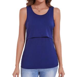 Sosolism Summer Maternity Nursing Tank Top for Breastfeeding Camis,Dark Blue,L (Blue, L)