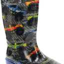 Western Chief Kids Waterproof Light Up Rain Boots With Handles for Easy On and Off for Boys and Girls (5 Toddler, Drag Race)