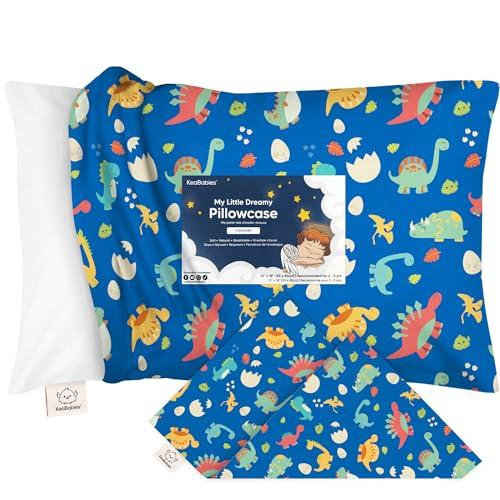 KeaBabies Toddler Pillowcase 13"x18" - Organic Cotton Toddler Pillowcase for Kids, Boys, Girls, Soft & Durable Cotton Cover for Miniature Sleepy Pillows, Cute Colors, Pillow Sold Separately(DinoWorld)
