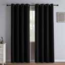 Black Blackout Curtains 84 Inch Length 2 Panels Set, Black Out Curtains for Bedroom 84 Inch Long, Grommet Energy Saving Room Darkening Drapes for Living Room Window(W52 x L84)