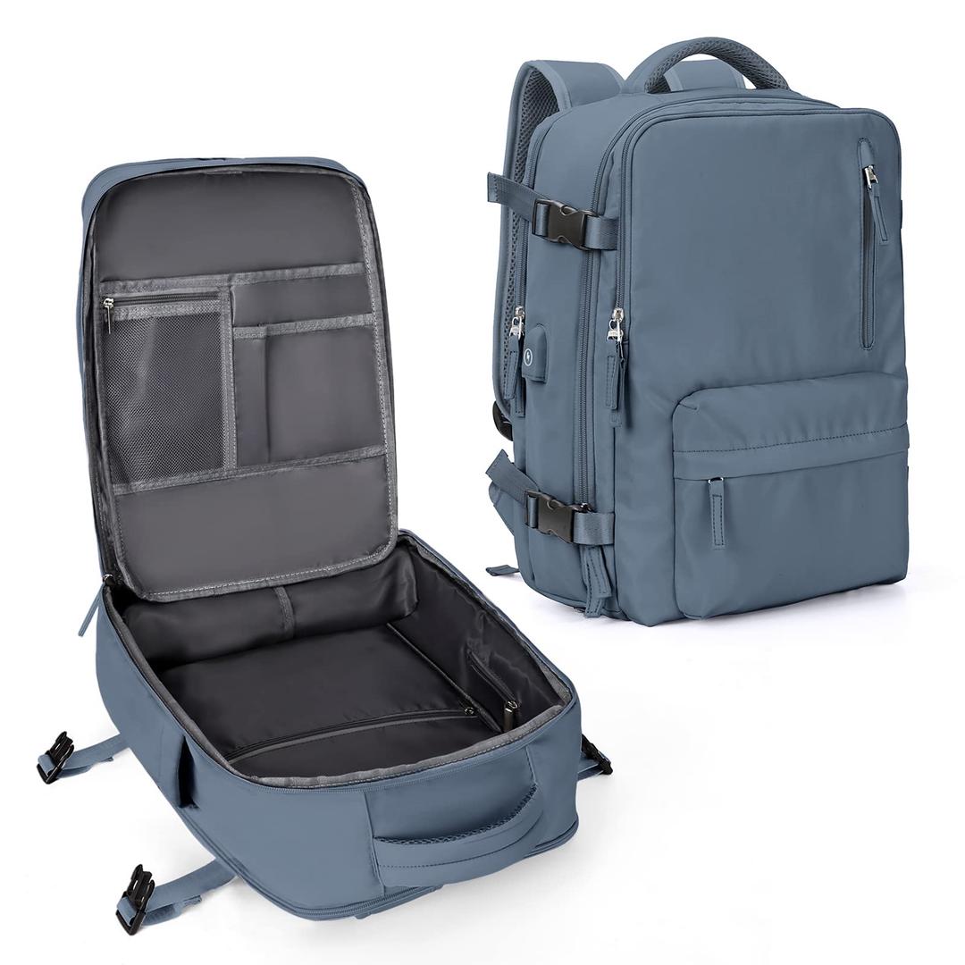 Large Travel Gym Backpack Women Carry On Backpack Flight Approved Hiking Waterproof Rucksack Casual Daypack Laptop bags airplanes Shoes Compartment Personal Item Travel Weekender Essentials JewelBlue