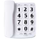 Big Button Phone for Elderly, JeKaVis JP02 Amplified Phones for Hearing Impaired Aid Home Corded Phone Landline for Seniors Phone for Hard of Hearing House Phone, White