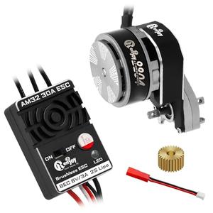 2204 2400KV Brushless Outrunner Motor with Transmission & 30A Brushless ESC Electric Speed Controller for Axial SCX24 1/24 Remote Control Car Crawler Truck (Titanium)