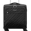 LUGGEX Carry On Luggage with Spinner Wheels - Stylish Lightweight UnderSeat Luggage - Soft Sided Small Suitcase with Front Open Design for Travel, Business (Black, 15 Inch)