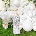 LuoluoHouse Silver Shimmer Pedestal Stands for Party: 90CM High Glitter Sequin Square Display Stand for Birthday Wedding Dessert Cake Table Stand Decorations
