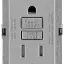 Leviton GFCI Outlet, 15 Amp, Self Test, Tamper-Resistant with LED Indicator Light, Protection from Electric Shock and Electrocution, GFTR1-GY, Gray