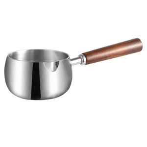IMEEA Milk Butter Warmer Pot 17oz SUS304 Stainless Steel Sauce Pot with Wooden Handle for Heating Milk, Melting Butter, Warming Sauces