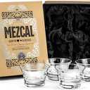 Mezcal and Spirits Sipping Glasses | Tequila Tasting Collection | Set of 4 | 5 oz Crystal Tasting and Drinking Glassware Copitas for Joven, Reposado, Anejo Mezcals | Stemless Liquor Sippers