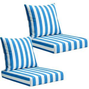 Outdoor Deep Seat Cushions Set of 2, 24x24x4 Inch Water-Repellent & Fade-Resistant Outdoor Chair Cushions, Patio Furniture Cushions with Handle for Garden Wicker Chair Sofa (Black White Stripe), 24x24x4 Inch , 24x20 Inch