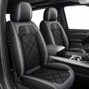 Seat Covers Full Set Fit for 2002-2024 2025 2026 Dodge Ram 1500/2500/3500 Crew Quad Regular Cab Full Coverage Waterproof Leather Seat Protectors for Trucks (Black & Gray, Curved Bench)