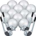 16 Pcs Golf Balloons Set 18'' Ball and 30 Club Shaped Foil Balloons for Birthday Party Decorations Golf Themed Events Sports Party Favors