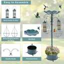 Yinns 30 Inch Bird Feeding Station, Birds Feeder Pole Hanging Kit, Bird Bath and Feeders Combo for Outdoor, Flower Planter Pedestal Base for Garden