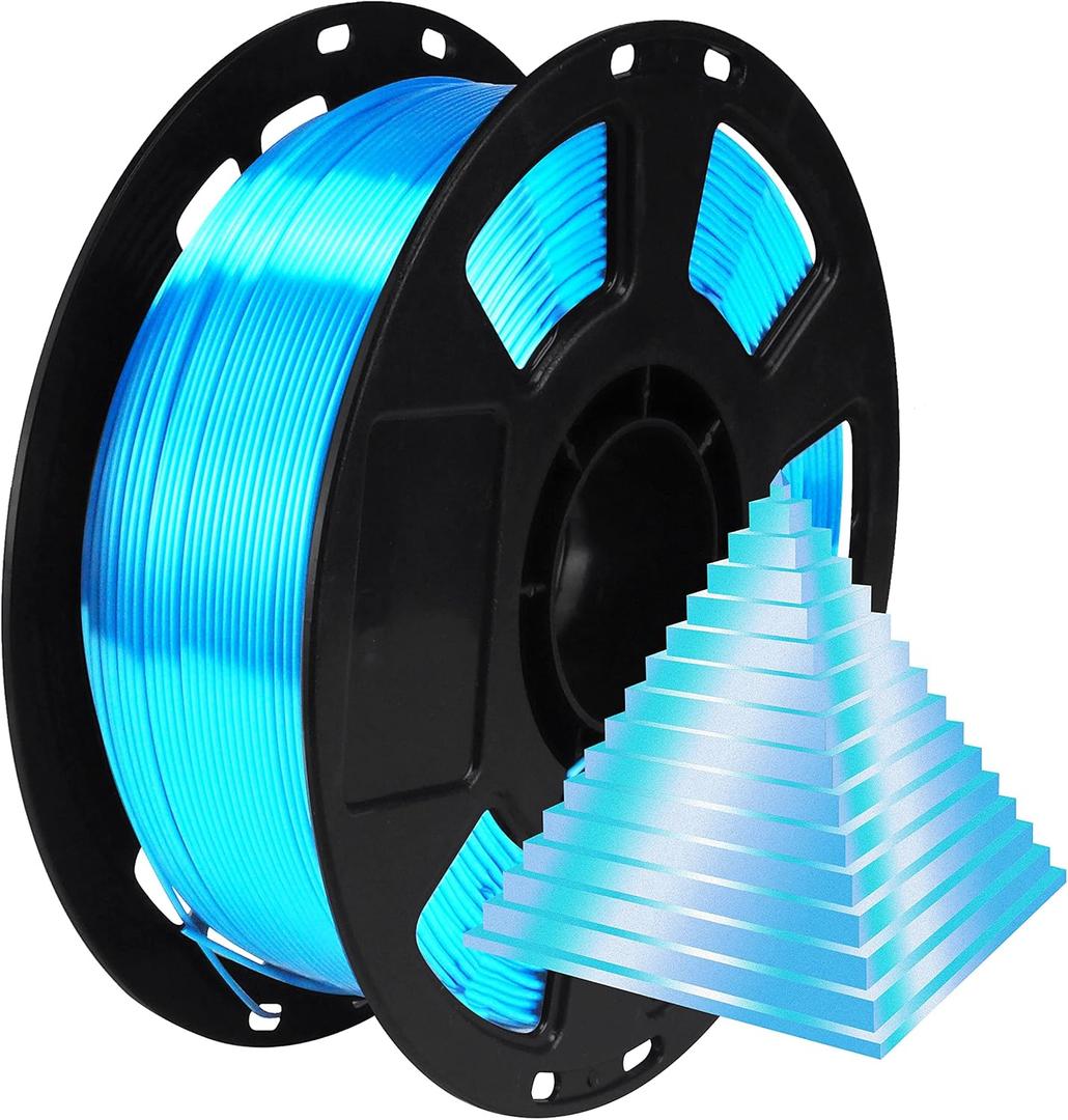 BBLIFE Silk Acid Blue PLA Peacock Blue Pearlescent Shining 3D Printing Material, 1kg 2.2lbs 1.75mm 3D Plastic Material, Widely Support for FDM 3D Printer, Easy to Print