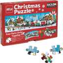 Christmas Train Puzzle for Adult, Xmas Santa Holiday Jigsaw Puzzle, Winter Forest Snow Scene Puzzle