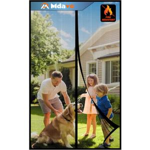 Magnetic Screen DoorFiberglass Screen Door MeshKeep Bugs Out, Heavy-Duty Mesh Curtain,Pet and Kid Friendly, Works with Front Doors, Sliding Doors32x80 Inch Fiberglass