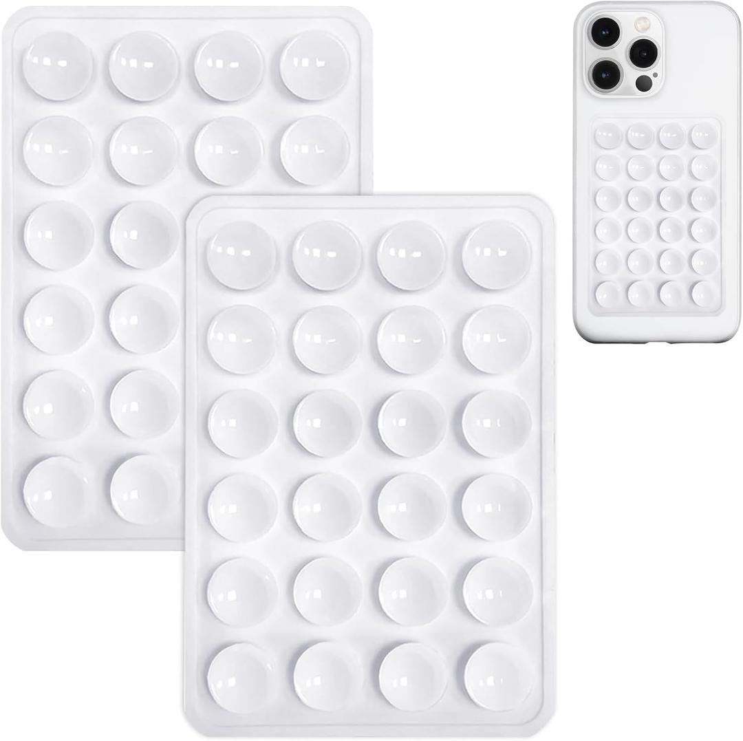 Anteel 2 Pack Silicone Suction Phone Case Mount, Non Slip Sticky Phone Grip for Cellphone, Silicon Adhesive Suction Cup Phone Mount, Strong Grip Holder for Selfies and Videos (White)