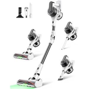 Cordless Vacuum Cleaner, 45KPA Stick Vacuum Rechargeable with Bendable Wand for Carpet, Hardwood Floors & Pet Hair, 9 in 1 Lightweight, Quiet & Powerful Cleaning for Home