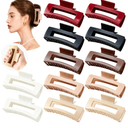 12 Pcs Soft Flexible Hair Claw Clips, Scalp Safe Large Square Cloud Clips, Gentle Hold Non Slip Barrettes for Women, Thin Thick Curly Hair