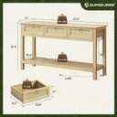 SUPERJARE Rattan Console Sofa Table with Outlets and USB-C Port, 3 Drawer Entryway Table with Synthetic Rattan Surface, Open Shelf, Behind Couch Entry Foyer Hallway Storage, Natural, 11"D x 47.2"W x 31.5"H