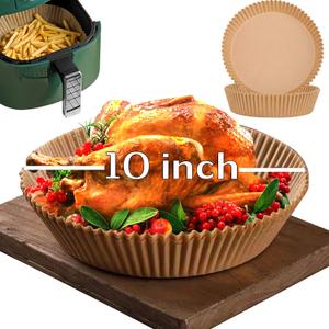 3 x 10 Inch Air Fryer Disposable Paper Liner Round, [ XXL Size] 100Pcs Parchment Paper Liners for 7QT Air Fryer, Non-stick, Food Grade Baking