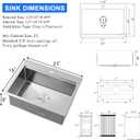 23 Inch Kitchen Sink Drop In, 18 Gauge Stainless Steel Topmount Single Faucet Hole Single Bowl Ledge Workstation Kitchen Sink (Brushed)