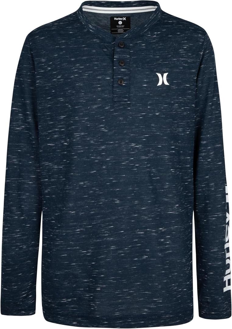 Hurley Boys' Long Sleeve Soft Basic Cloud Slub T-Shirt (Large, Armory Navy)