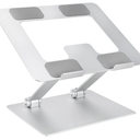 Basics Sturdy and Portable Ergonomic Laptop Stand for Desk, Height Adjustable Riser with Ventilated Cooling, Foldable, Fits all Laptops up to 15.6 Inch, Silver