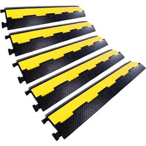 YONSHENG Rubber Cable Ramp Cord Cover Cable Protector Ramps Wire Hose Protective 2 Channel 22000Lbs Load Capacity Traffic Speed Bump for Asphalt Concrete Gravel Driveway Indoor Outdoor, 5 Pack