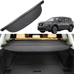 Cargo Cover for Nissan Rogue 2021 2022 2023 2024 2025 Accessories Rear Trunk Cover Rear Trunk Security Cover Shielding Shade, Black, Not for Rogue Sport