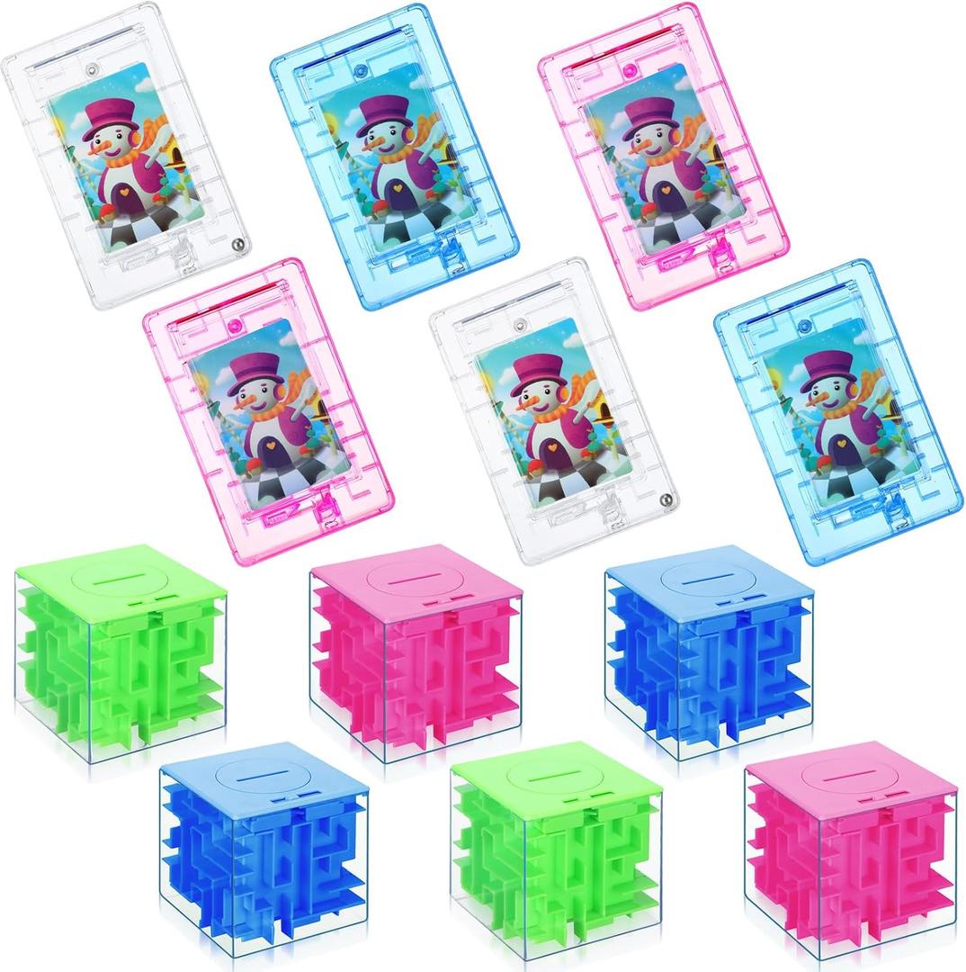 Syhood 12 Pcs Money Puzzle Box Plastic Money Maze Puzzle Box Stocking Stuffers for Adults and Kids Maze Gift Holder Card Holder for Kids Adults Teens Birthday Party Favors, 2 Styles