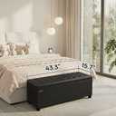 ABHENG Synthetic leather Storage ottoman bench with legs,43.5W x 15.7D x 15.7H,metal frame end of bed bench hold up to 770 LB,Large Storage Chest hold up to 770 LB,Black UASND622B