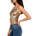 Miqieer Sequin Cami Top Square Neck Sparkly Tank Top Sleeveless Party Camisole Shirts (Champagne,XS) (XS)