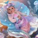 BABESIDE Mermaid Baby Doll Girl, 15-Inch Realistic Soft Baby Dolls with Shiny Mermaid Tail & Accessories, Cute Mermaid Toys for Girls Ages 3-10 Kids, Christmas, Birthday