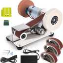 Mini Belt Sander, 15°Electric Bench Grinder Sanding Machine, 7 Adjustable Speed Electric Knife Sharpener, Low Noise Cutter Sharpener Sander for Metal Working DIY, Woodworking, Plastic, Crafts