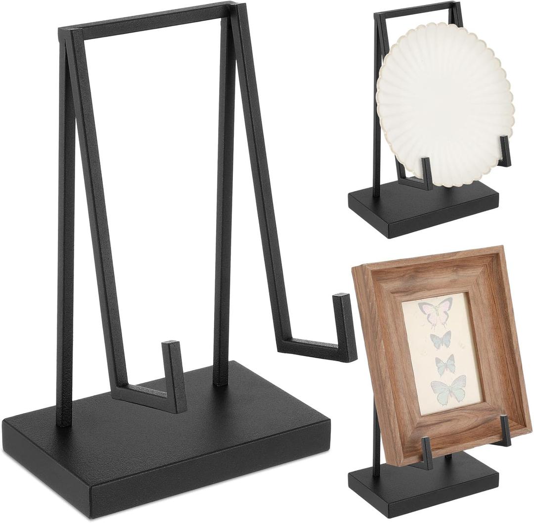 Shimeyao Metal Display Easel Stand 6 x 4 x 3 Inch Black Tabletop Easel Stand Modern Abstract Tabletop Display Holder for Books Plate Photo Frame Artwork Record Albums