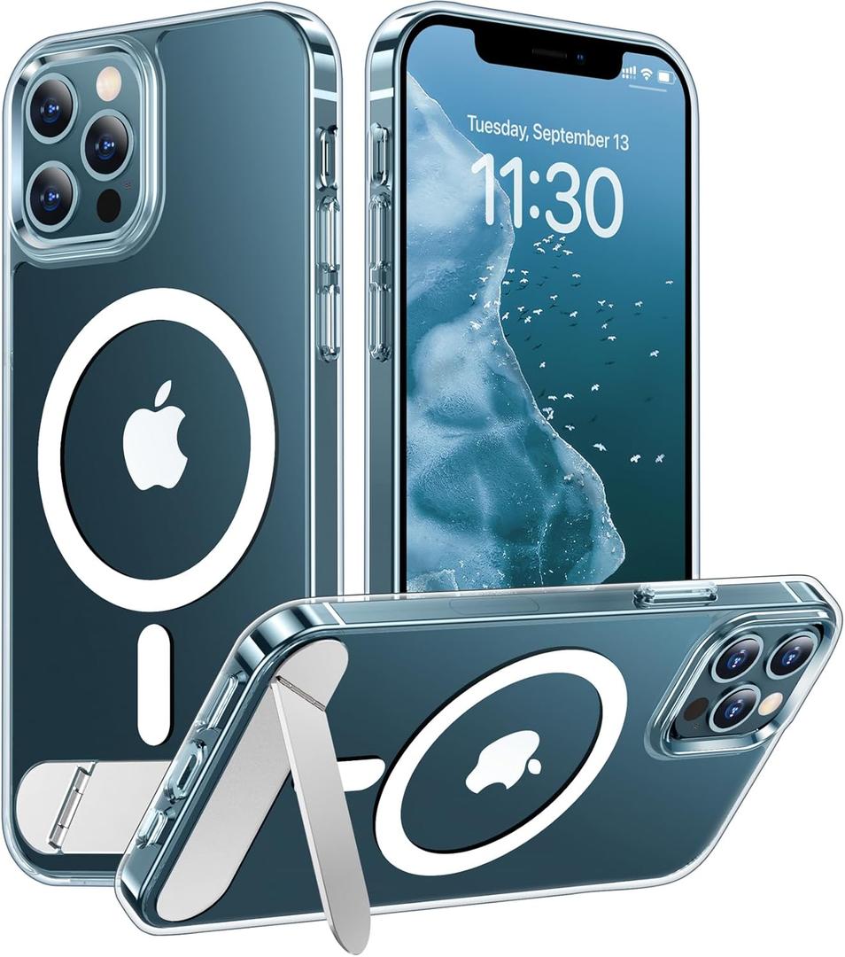 Temdan Magnetic Compatible with iPhone 12 Pro Max Case, [Built-in Invisible Kickstand][Compatible with MagSafe][Military Grade Shockproof] Slim Thin Phone Case for iPhone 12 Pro Max 6.7"