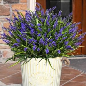 Waipfaru 20 Bundles Artificial Plants Outdoor, Fake Flowers UV Resistant Outdoor Fake Plants, Faux Lavender Shrubs for Window Garden Patio Hanging Planter Pathway Front Porch (Purple)